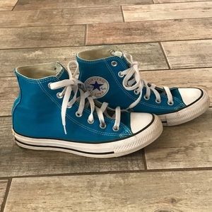 Aqua Blue Converse High Tops Sneakers 5 7